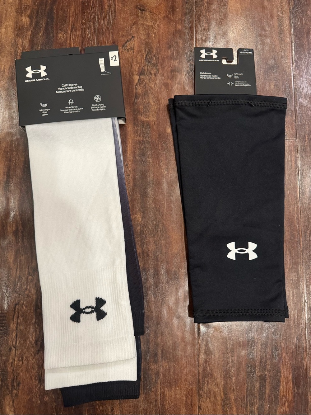 2 pairs - Under Armour Men’s Compression Calf Sleeves – Black & White